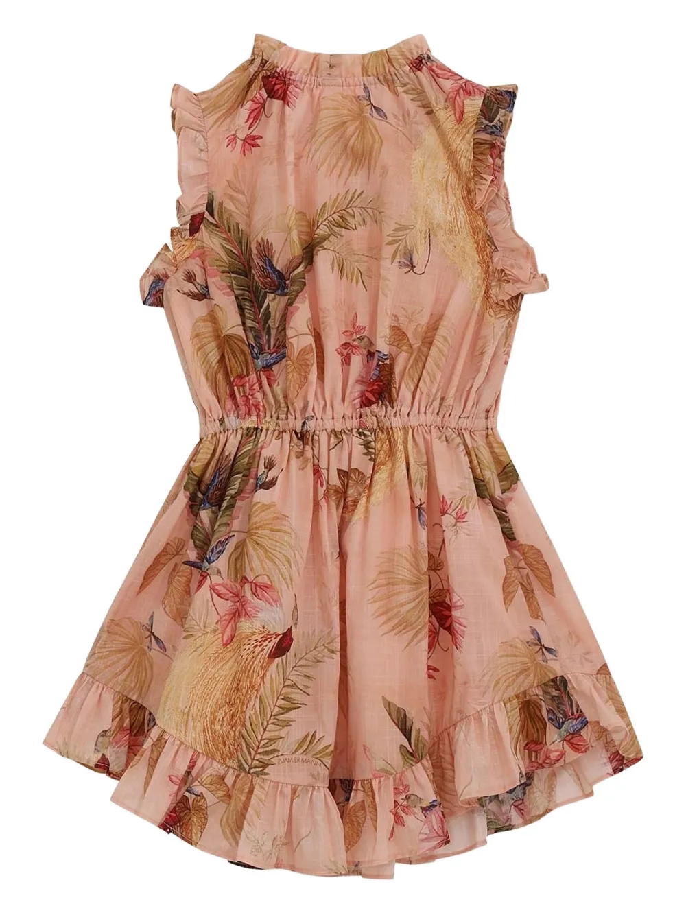 Платье с оборками и цветочным принтом ZIMMERMANN Kids, розовый — фото 2