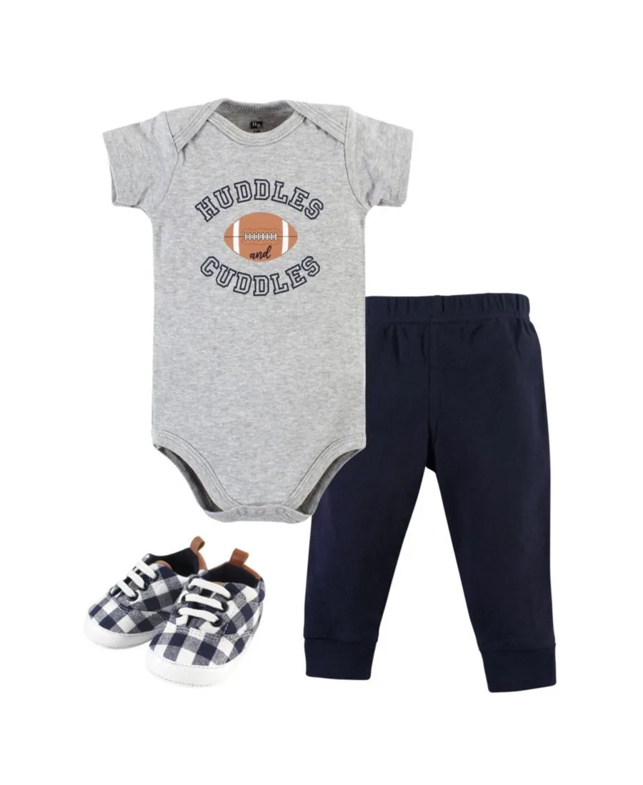 Хлопковый боди, брюки и обувь, комплект из 3 предметов, Tree Rex Hudson Baby, Football Huddles Short Sleeve