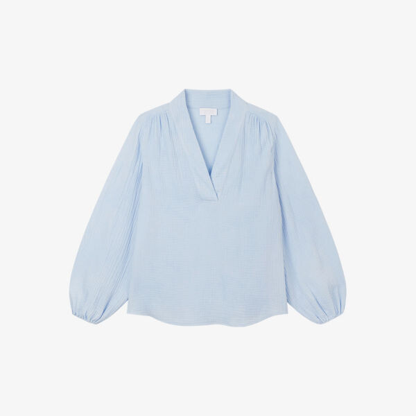 

Блузка из органического хлопка с двойной отстежкой The White Company, синий