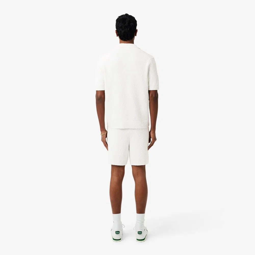 Мужские хлопковые шорты свободного кроя молочного цвета от Lacoste — фото 3