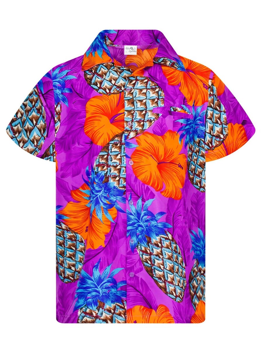 

Рубашка King Kameha Pineapple Hibiscus Shadow Line, фиолетовый