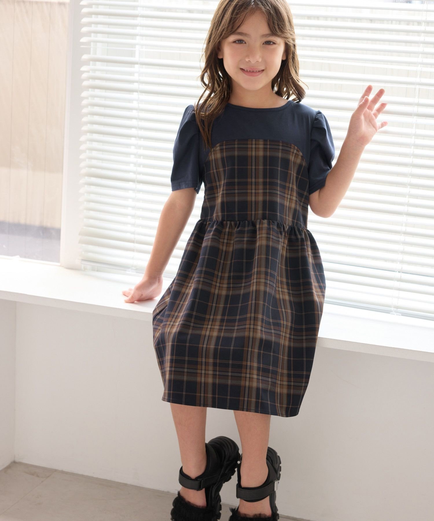 Платье в клетку/сочетание с джинсами ROPE' PICNIC KIDS, Black (02) — фото 3