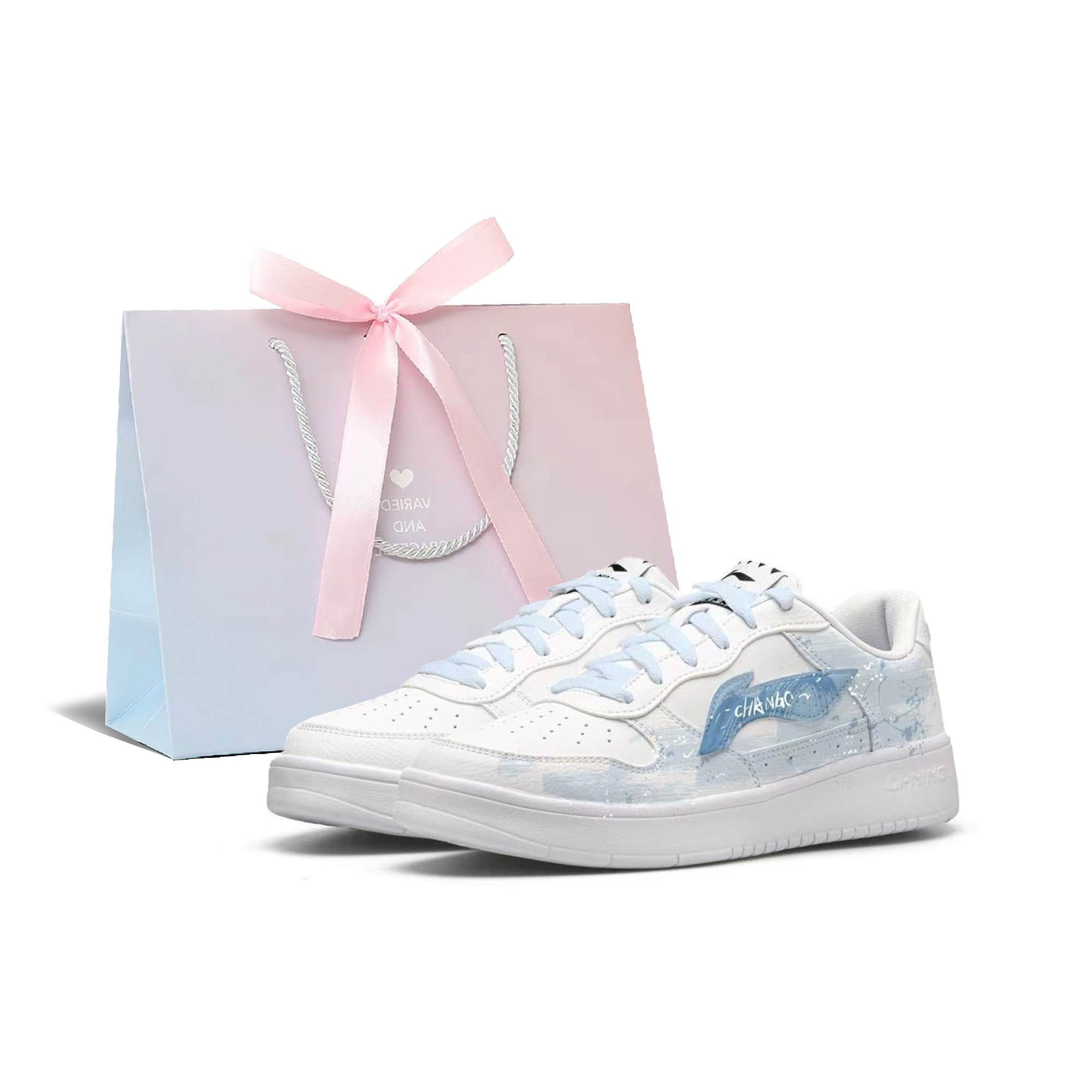 

LINING Понтонные лодки устойчивые к истиранию, дышащие и быстросохнущие лодочные туфли Low top Skateboard мужские Blue White