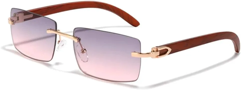 

Ретро-модные солнцезащитные очки без оправы для женщин и мужчин, классический винтажный стиль, защита от УФ-излучения UV400, для активного отдыха VFDHN, Gray Pink