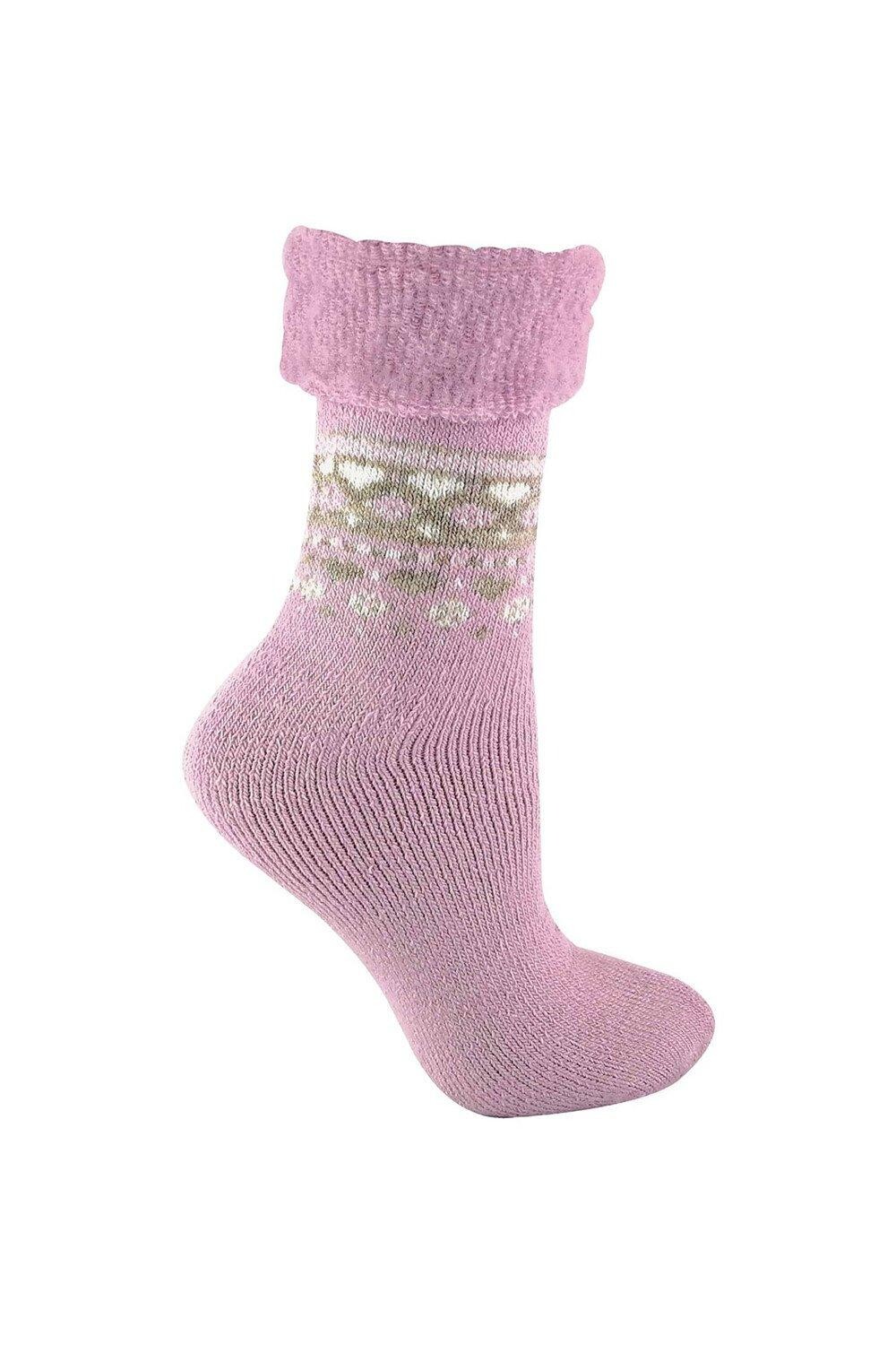 

Теплые зимние носки с перевернутым верхом в скандинавском стиле Sock Snob, розовый