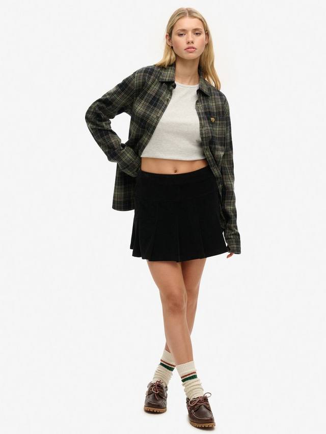 Короткая плиссированная юбка из вельвета Superdry, Bison Black — фото 3
