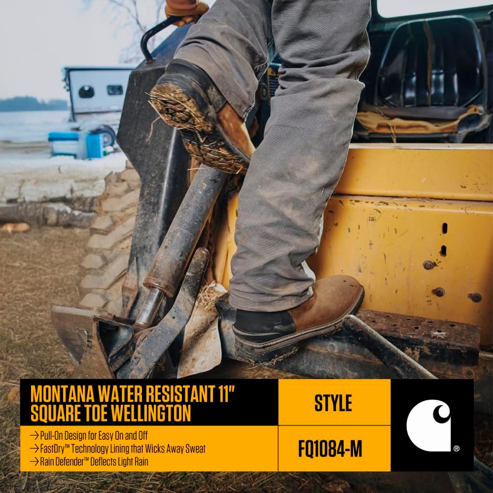 Мужские ботинки Carhartt Montana с квадратным носком Wellington 11 водонепроницаемые на шнуровке, коричневый — фото 4
