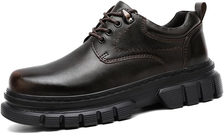 

Кожаная обувь Platform Workwear, модные повседневные мужские туфли Sfwarmart, темно-коричневый