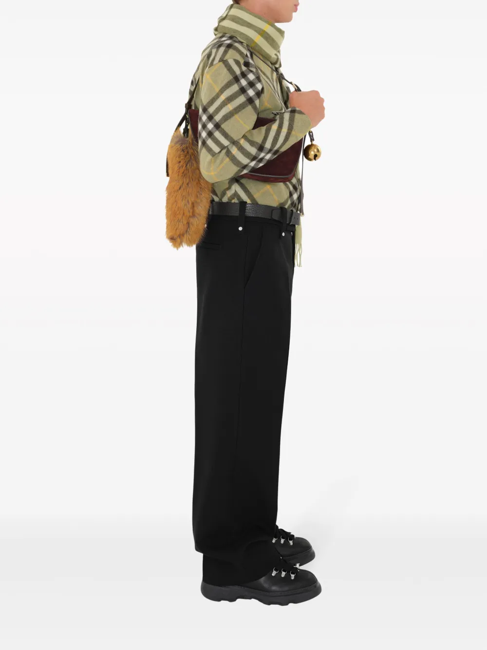 Куртка-рубашка Burberry из смесовой шерсти в клетку, зеленый — фото 3