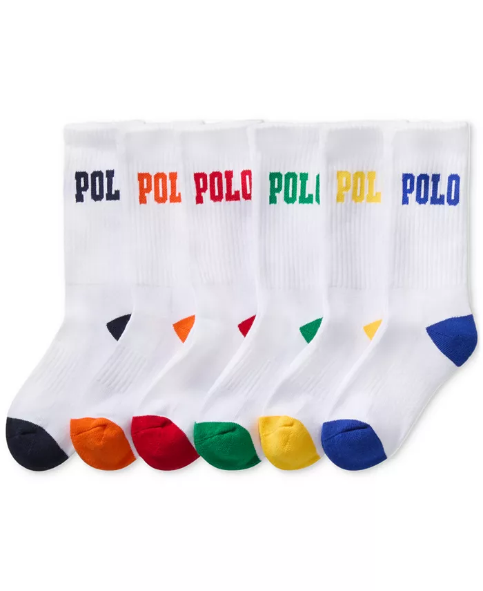 

Детские удобные носки с логотипом Performance Polo, 6 пар Polo Ralph Lauren, белый