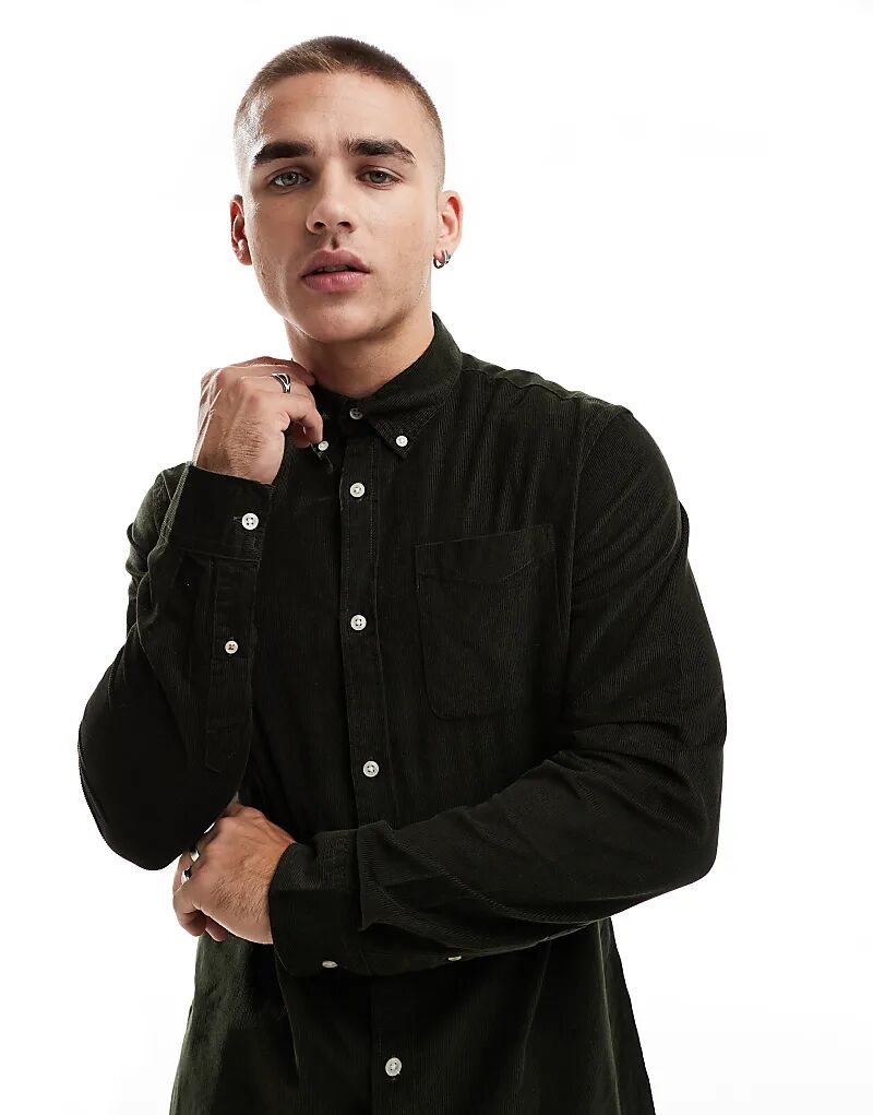 

Вельветовая рубашка цвета хаки Jack & Jones