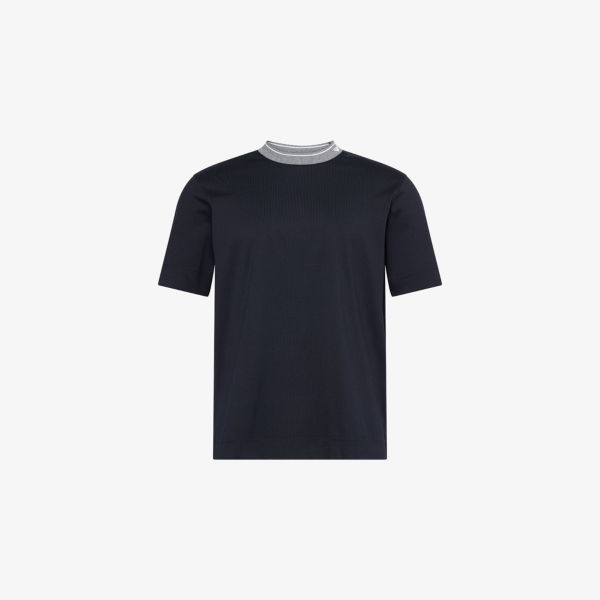 

Футболка Emporio Armani из хлопкового джерси с круглым вырезом полосатая, темно-синий
