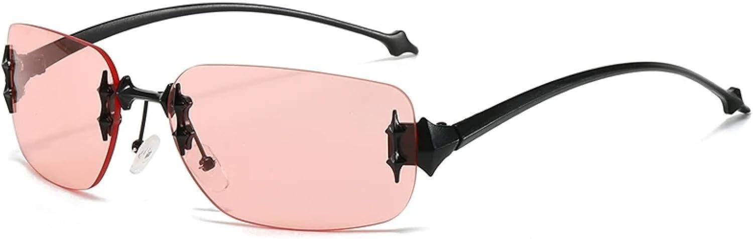 

Солнцезащитные очки без оправы для женщин и мужчин, качественные, модные, популярные, для отдыха на природе, в стиле ретро, ​​для вечеринок и фестивалей TKKTLLT, Black Pink