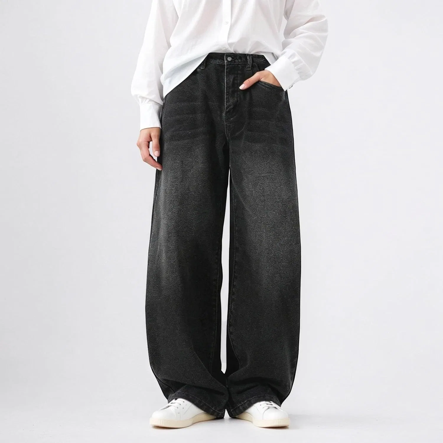 Джинсы свободные, Women's Wide Leg Jeans, D01 Blabj — фото 2
