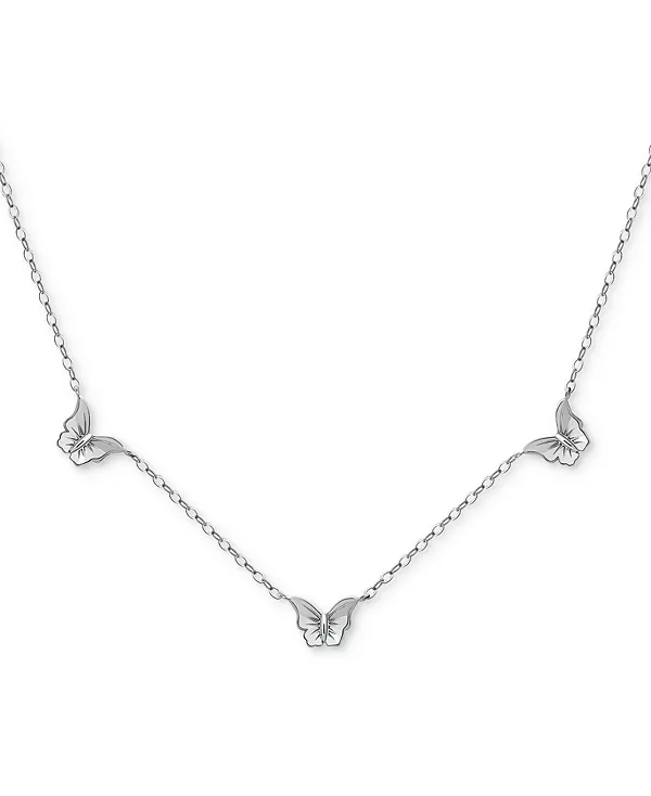 

Ожерелье-Воротник с тремя бабочками, 16 дюймов + удлинитель 2 дюйма, создано для Macy's Giani Bernini, silver