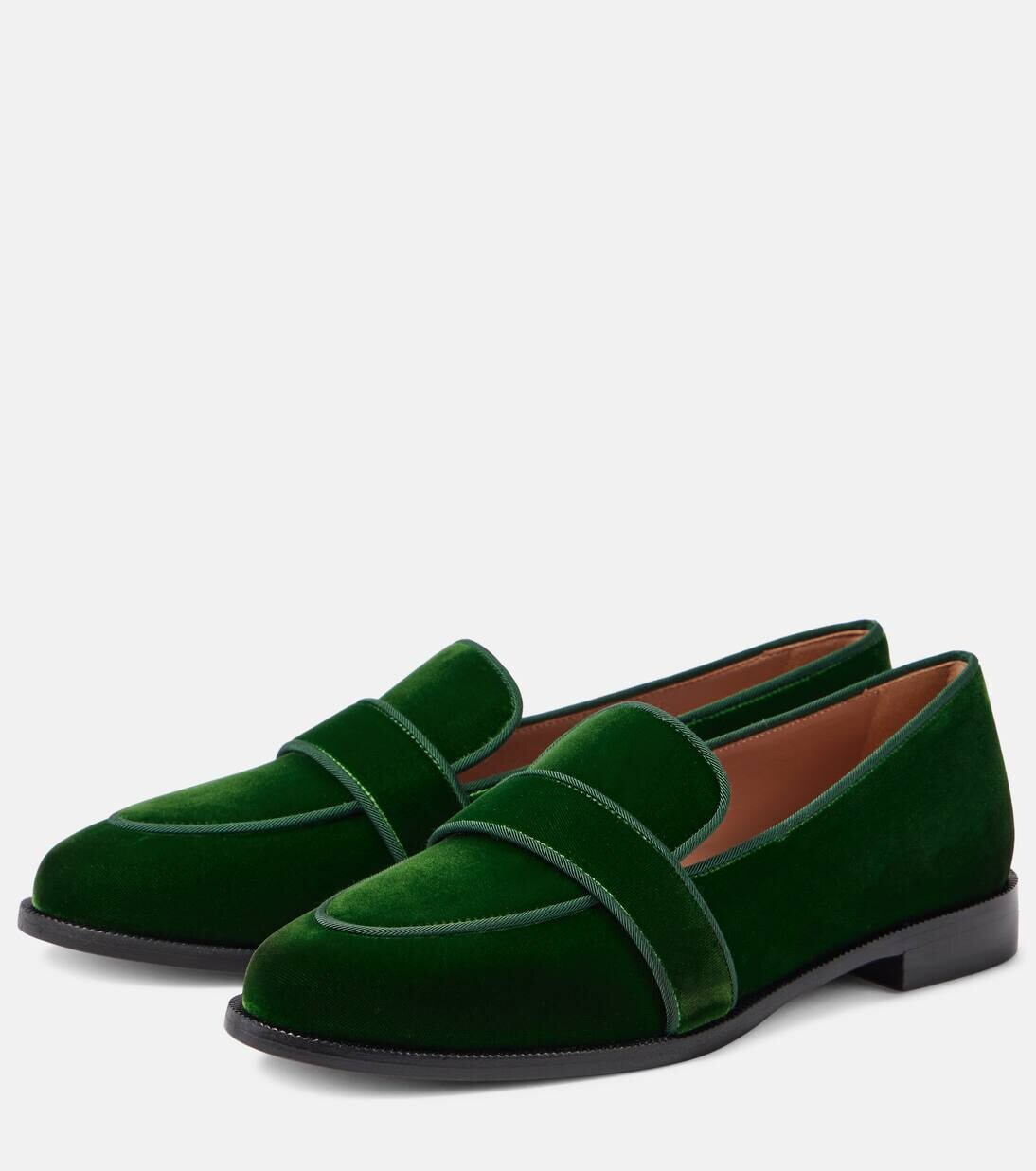 Бархатные мокасины Martin Aquazzura, цвет malachite — фото 4