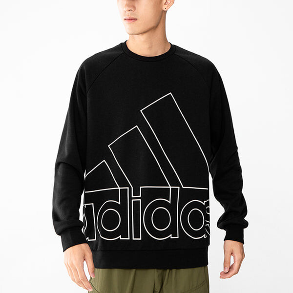Толстовка men's big lo swt ft logo printing casual sports round neck black Adidas, черный — фото 3