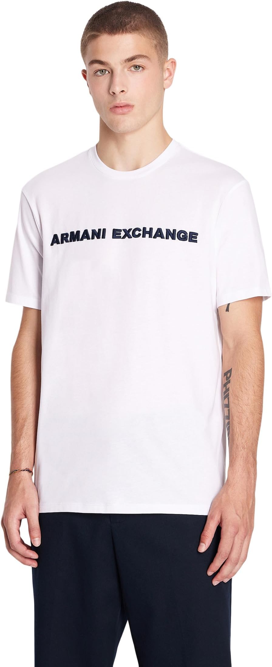 

Текстурированная футболка с логотипом Armani Exchange, белый