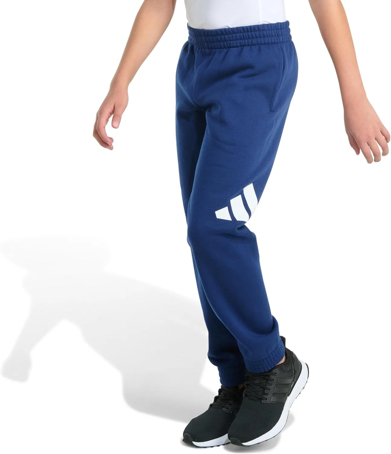 Детские флисовые спортивные брюки Adidas с большим логотипом, Dark Blue Adi — фото 3