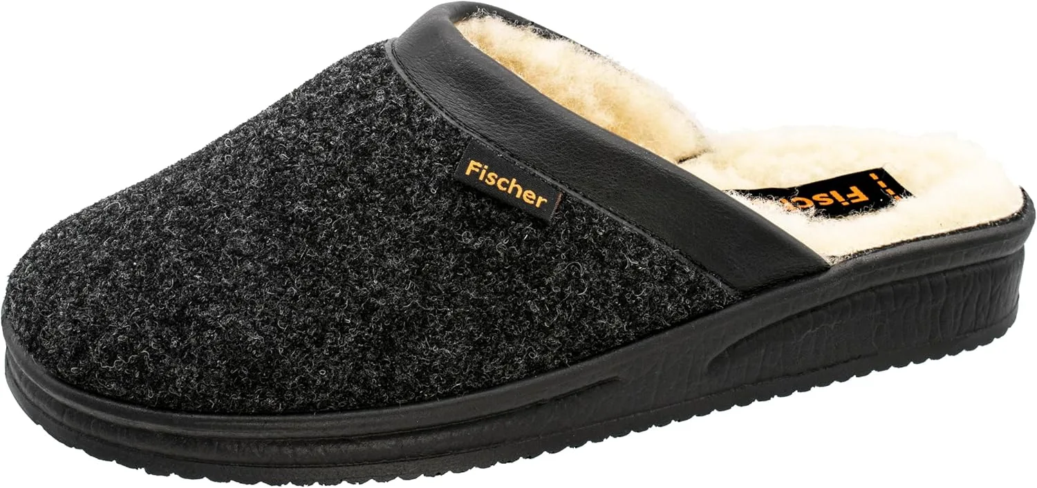 Мужские теплые шлепанцы Fischer 204609 на подошве Fetra Fischer Markenschuh, черный