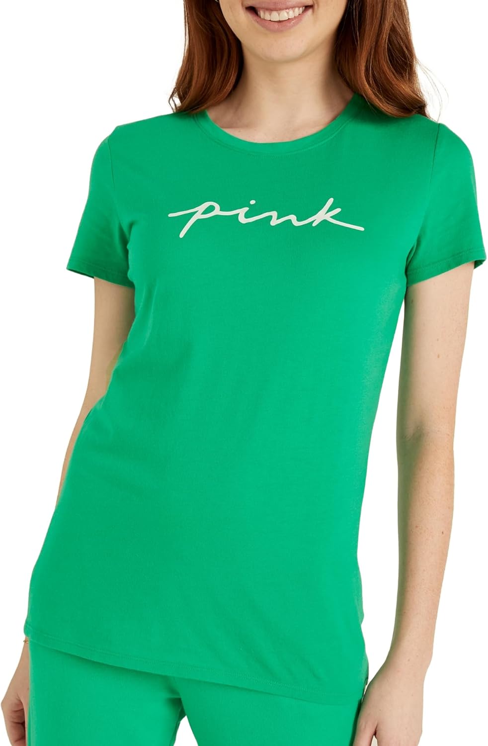

Футболка Victoria's Pink с коротким рукавом и логотипом, оверсайз (XS-XXL) Victoria's Secret, Electric Green Script Logo