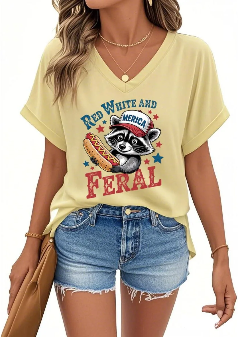 Футболка V-neck Red White and Feral — фото 4