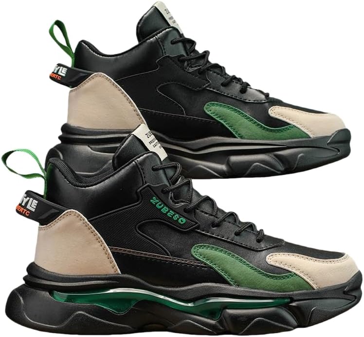 

Мужские высокие спортивные кроссовки - модные повседневные кеды с прочной антискользящей толстой подошвой для повседневного ношения Hoalox, черный