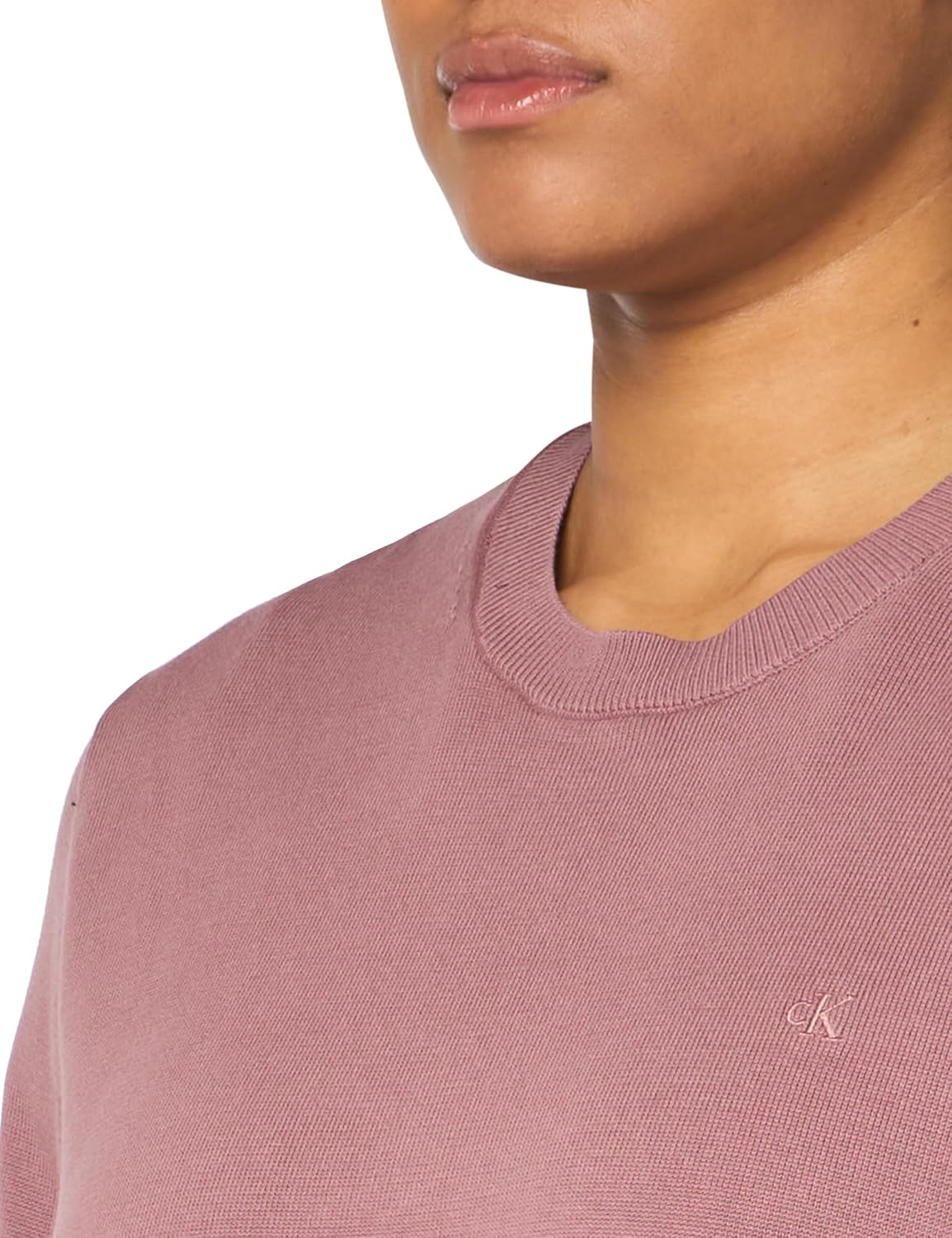 Мужской свитер Calvin Klein из смеси хлопка, объемный, с круглым вырезом, в рубчик, Capri Rose — фото 3
