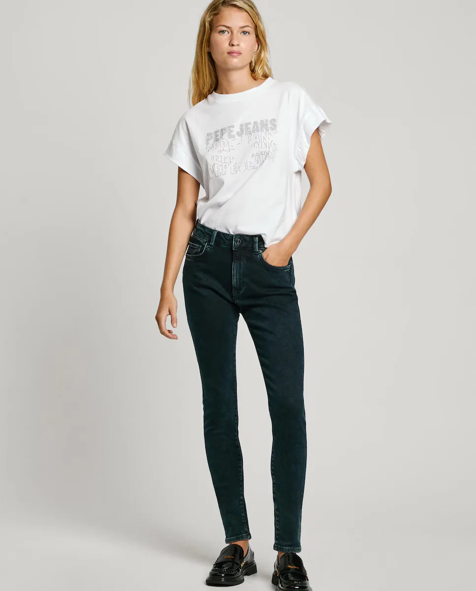 

Женские узкие джинсы средней посадки из эластичной ткани Pepe Jeans, синий
