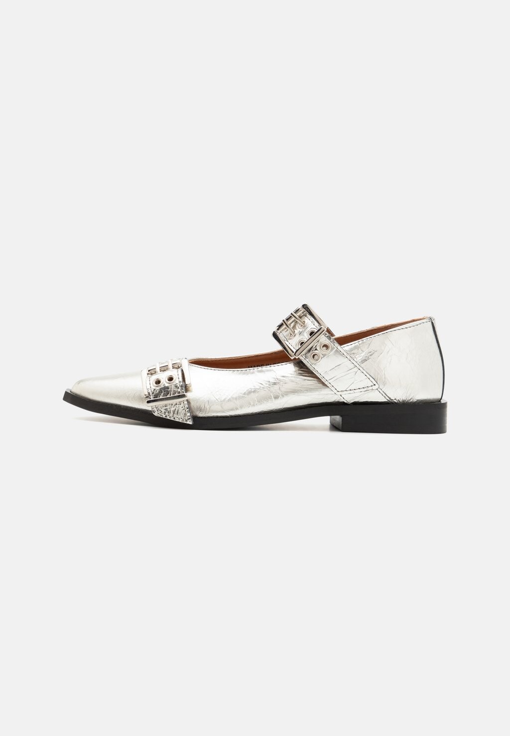 Балетки с ремешком на щиколотке BIAVICTORIA DOUBLE BUCKLE BALLET FLAT METALLIC Bianco, серебристый — фото 3