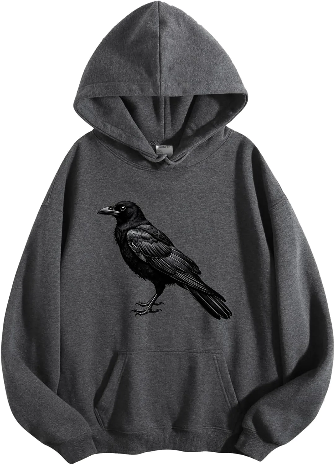 

Толстовка с капюшоном VETALLO с принтом ворона, черная