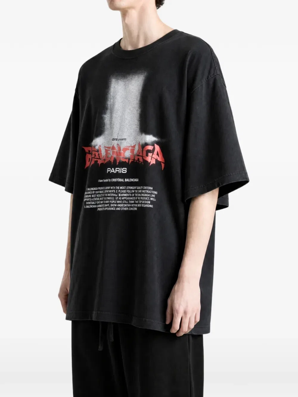 Футболка The Door с графическим принтом BALENCIAGA, черный — фото 3