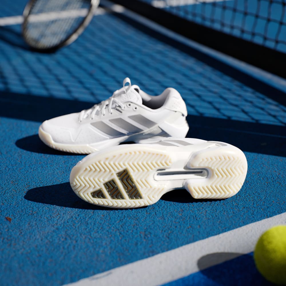 Кроссовки Adidas adizero Ubersonic 5 Tennis Shoes, цвет Cloud White/Silver Metallic/Cloud White — фото 3