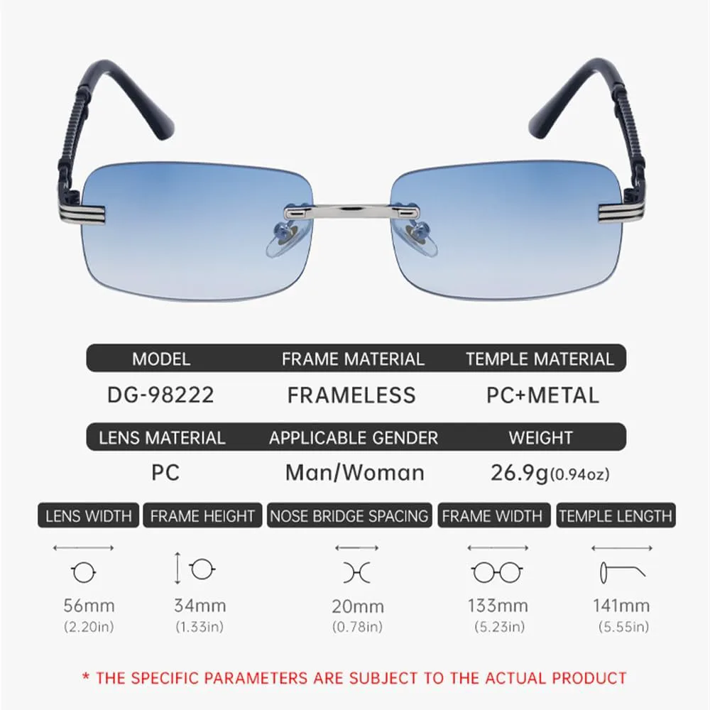 

Маленькие прямоугольные солнцезащитные очки без оправы для мужчин, роскошные винтажные панк-очки, безрамочные солнцезащитные очки UV400, SUN1485 Generic, C7blue