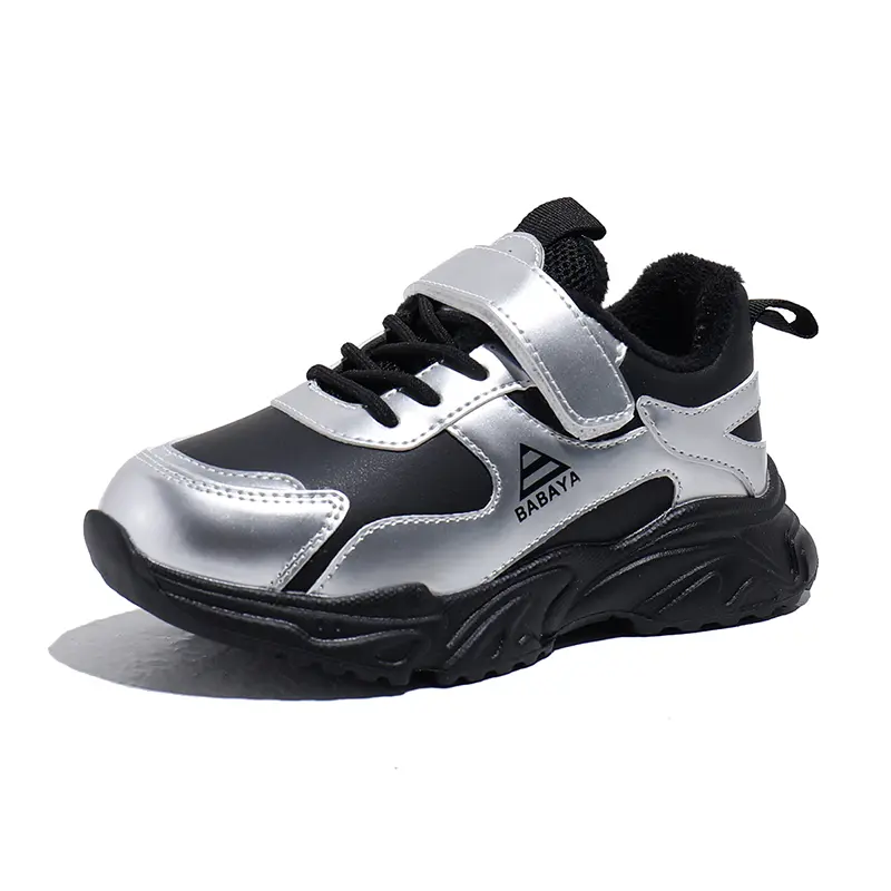 

Термоустойчивые противоскользящие низкие кроссовки Kids Lifestyle Shoes для детей Babaya, черный серебро