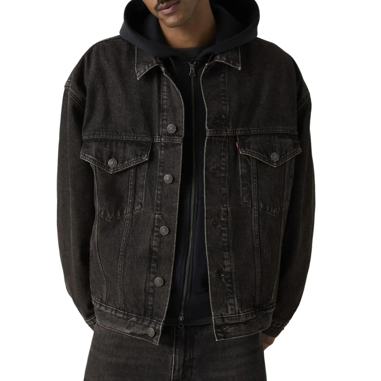 Джинсовая куртка Air Jordan x LEVI'S Type III Denim Trucker Jacket 'Black Wash' — фото 4