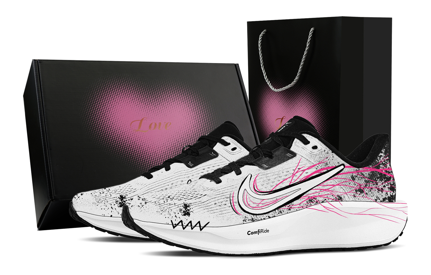 

Nike Кроссовки Quest 6 Rebound Low top Casual City Commuting Training Running Shoes мужские, черный, белый, розовый