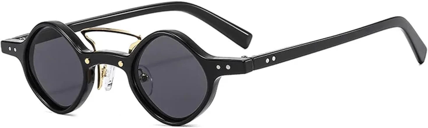 

Маленькие круглые солнцезащитные очки для мужчин и женщин в стиле стимпанк, с двойным градиентом, для вождения, защита от УФ-излучения UV400 DSVIGF, Black Grey