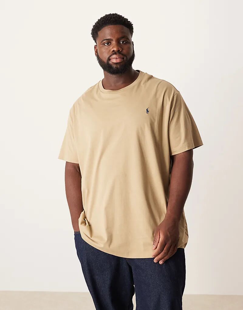 

Футболка с логотипом Polo Ralph Lauren Big & Tall бежевого цвета