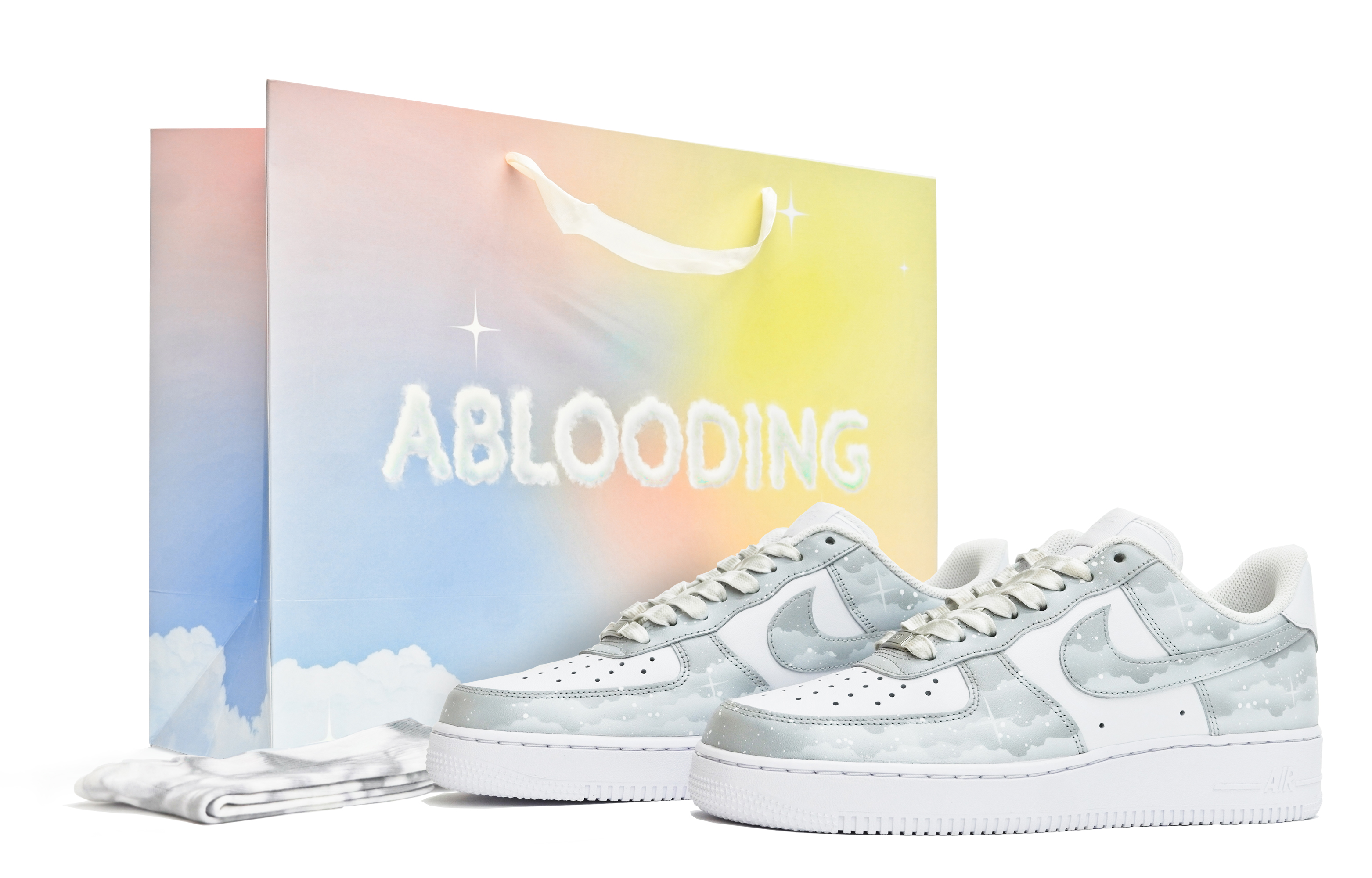 

Кроссовки для скейтбординга Air Force 1 ABLOODING Starry Sky Collection, мужские, серые Nike