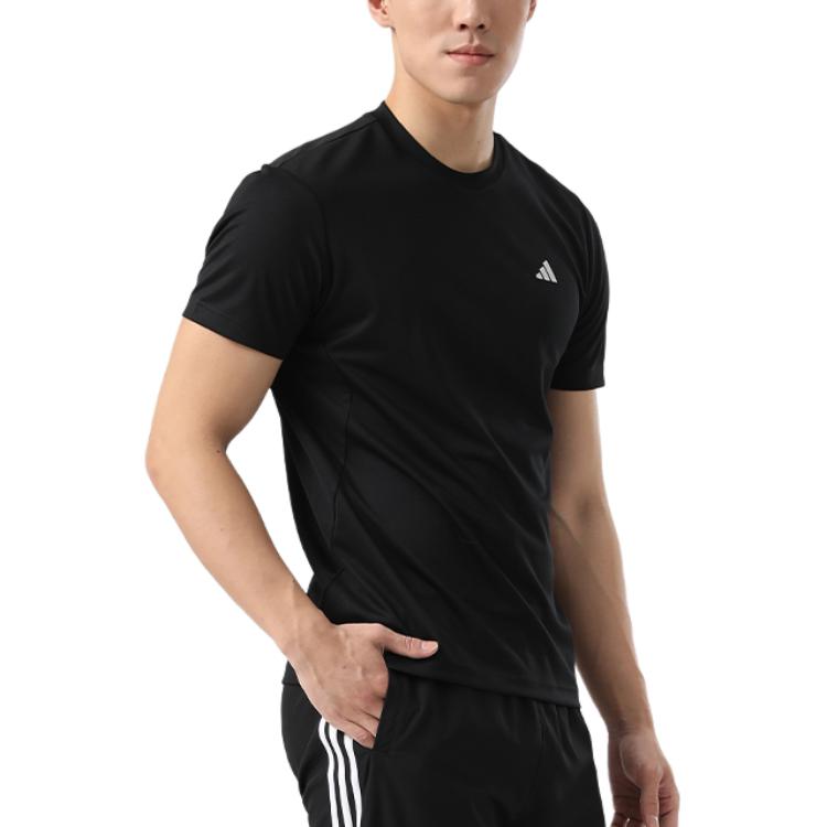 Adidas Спортивная футболка с коротким рукавом и круглым вырезом мужская black — фото 4