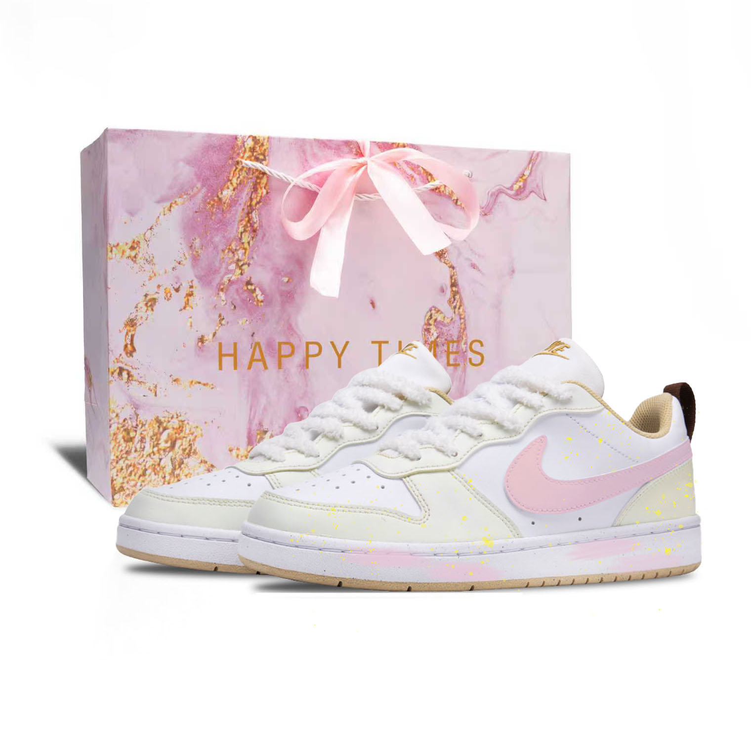 

Nike Court Borough нескользкие устойчивые к истиранию низкие детские скейтбординг кроссовки Pink для подростков