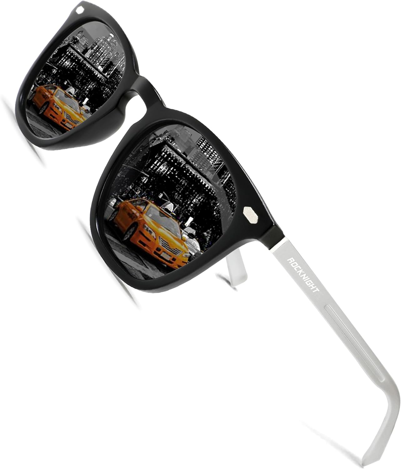 

Поляризованные солнцезащитные очки для вождения ROCKNIGHT с защитой UV400, легкая оправа из алюминия и магния, для активного отдыха и повседневной носки, Silver Frame/Black Lens(not Mirrored)