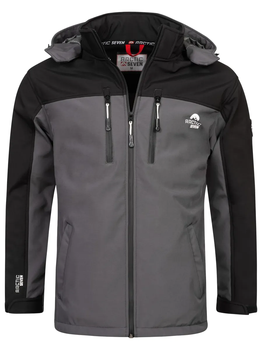 

Куртка софтшелл Arctic Seven "ASSurvivo", куртка для активного отдыха со съемным капюшоном, черный