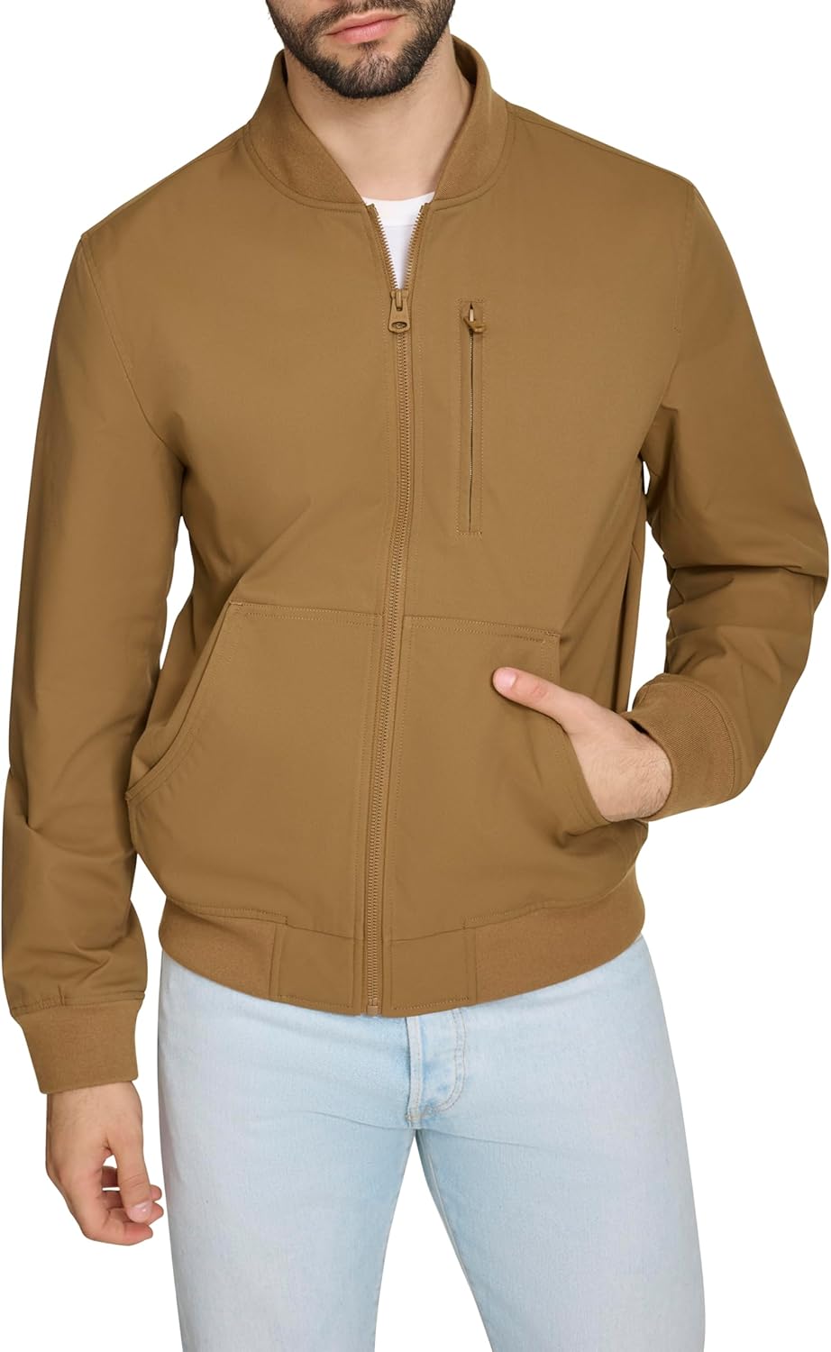 

Мужская куртка-бомбер Levi's из трикотажного полотна с нагрудным карманом на молнии, Worker Brown