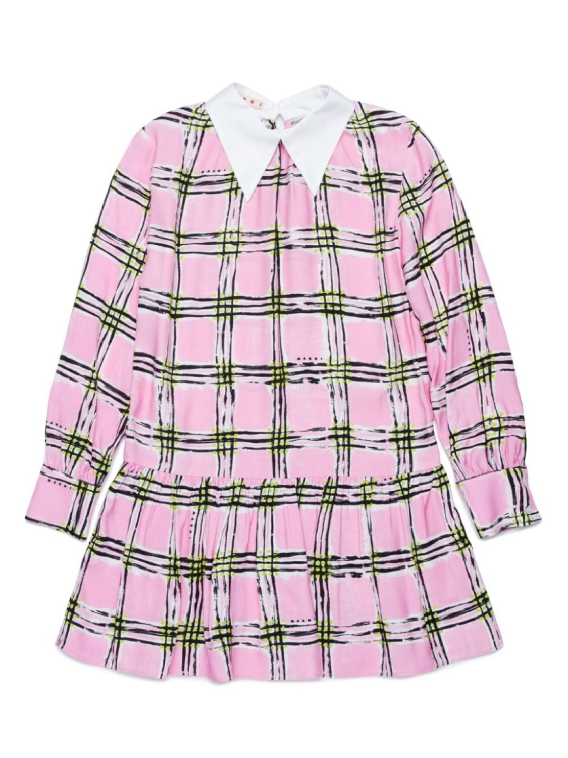 

Marni Kids клетчатое плиссированное платье, розовый