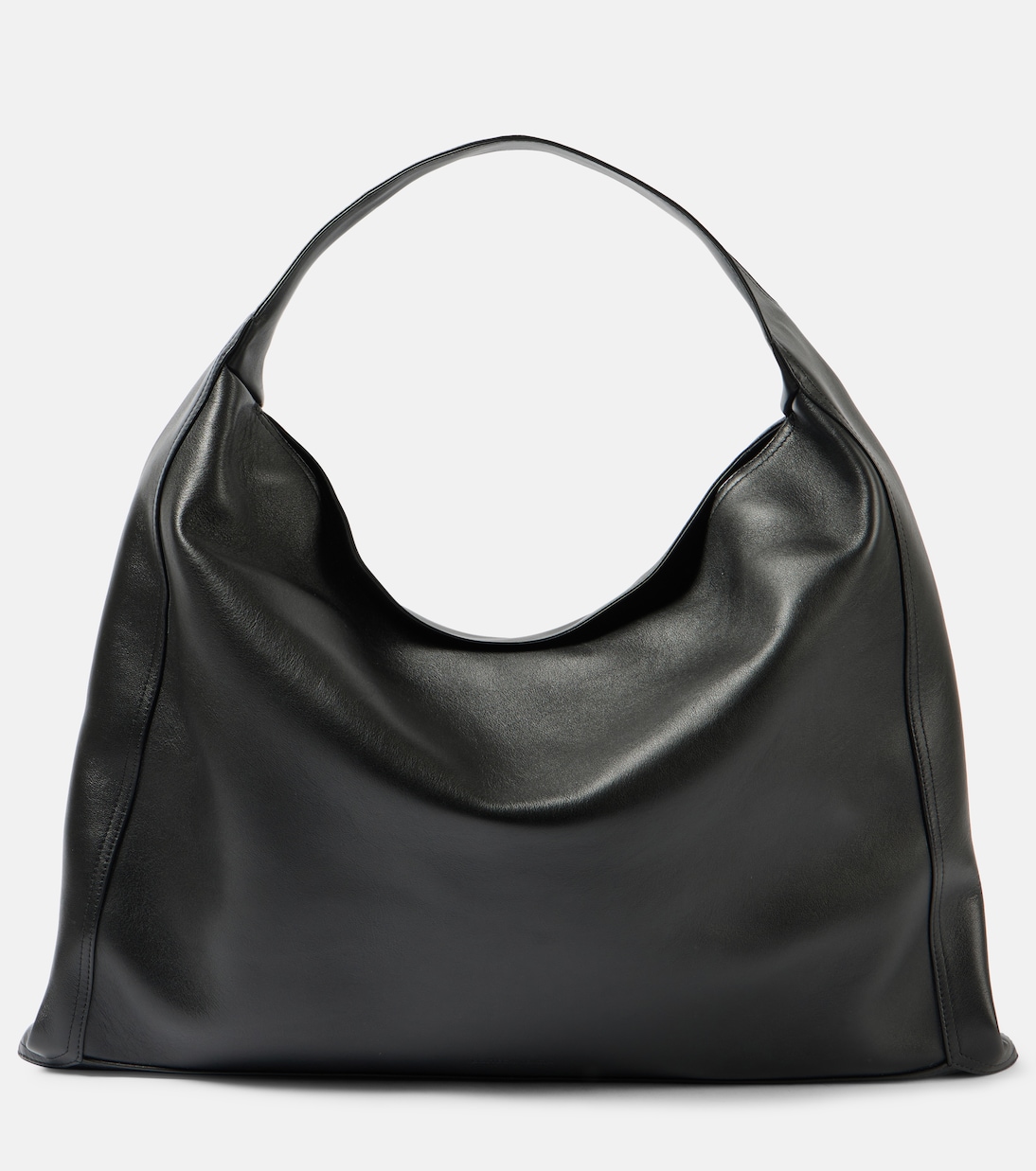 

Hop Большая кожаная сумка-тоут Bottega Veneta, Black-M Brass