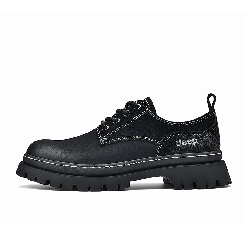 Jeep Повседневные кожаные туфли мужские Low top Black/Charcoal Brown/Green — фото 3