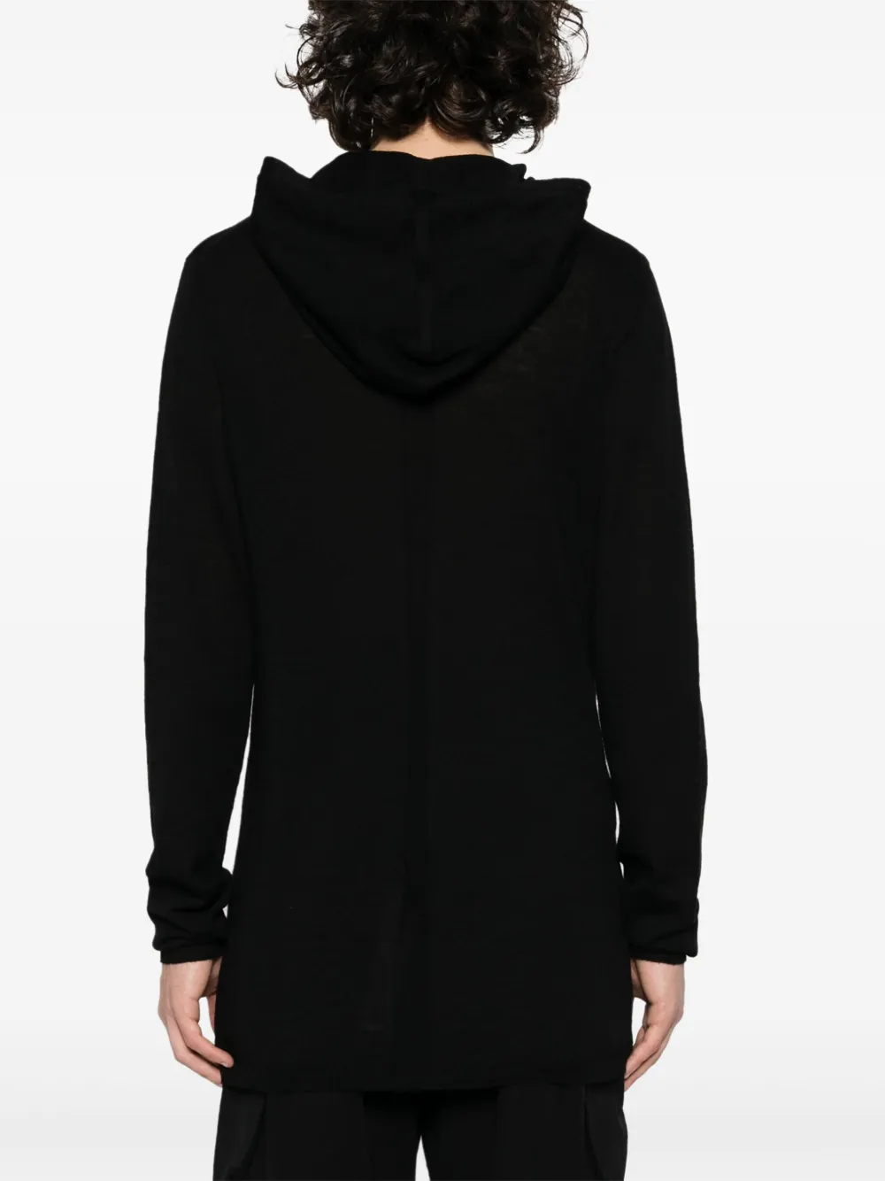 Худи из вирджинской шерсти тонкой вязки Rick Owens, черный — фото 4
