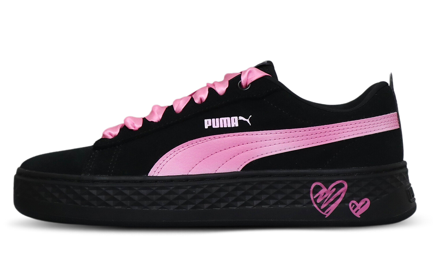 

Кроссовки Puma Smash Platform Skateboarding Shoes Women's Low-top Black/Pink, черный/розовый